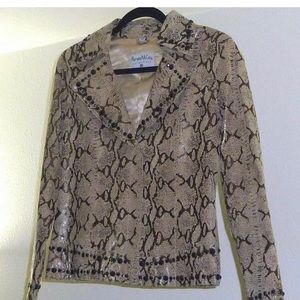 PAMELA McCoy Leather Snakeskin Pattern jacket NEW